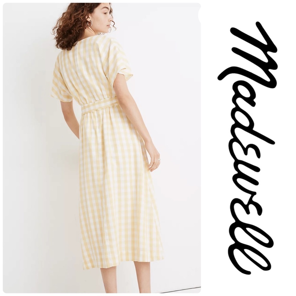 Madewell Gingham Check Dolman Sleeve Midi Dress - Picture 3 of 4